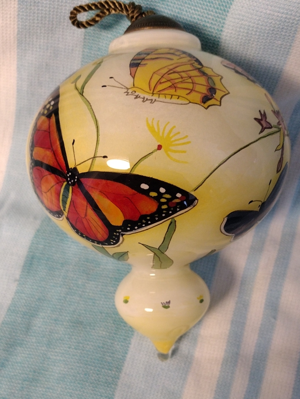 Vintage Reverse Hand-Painted Butterfly Ceramic Ornament Ne'Qwa Paul Brent